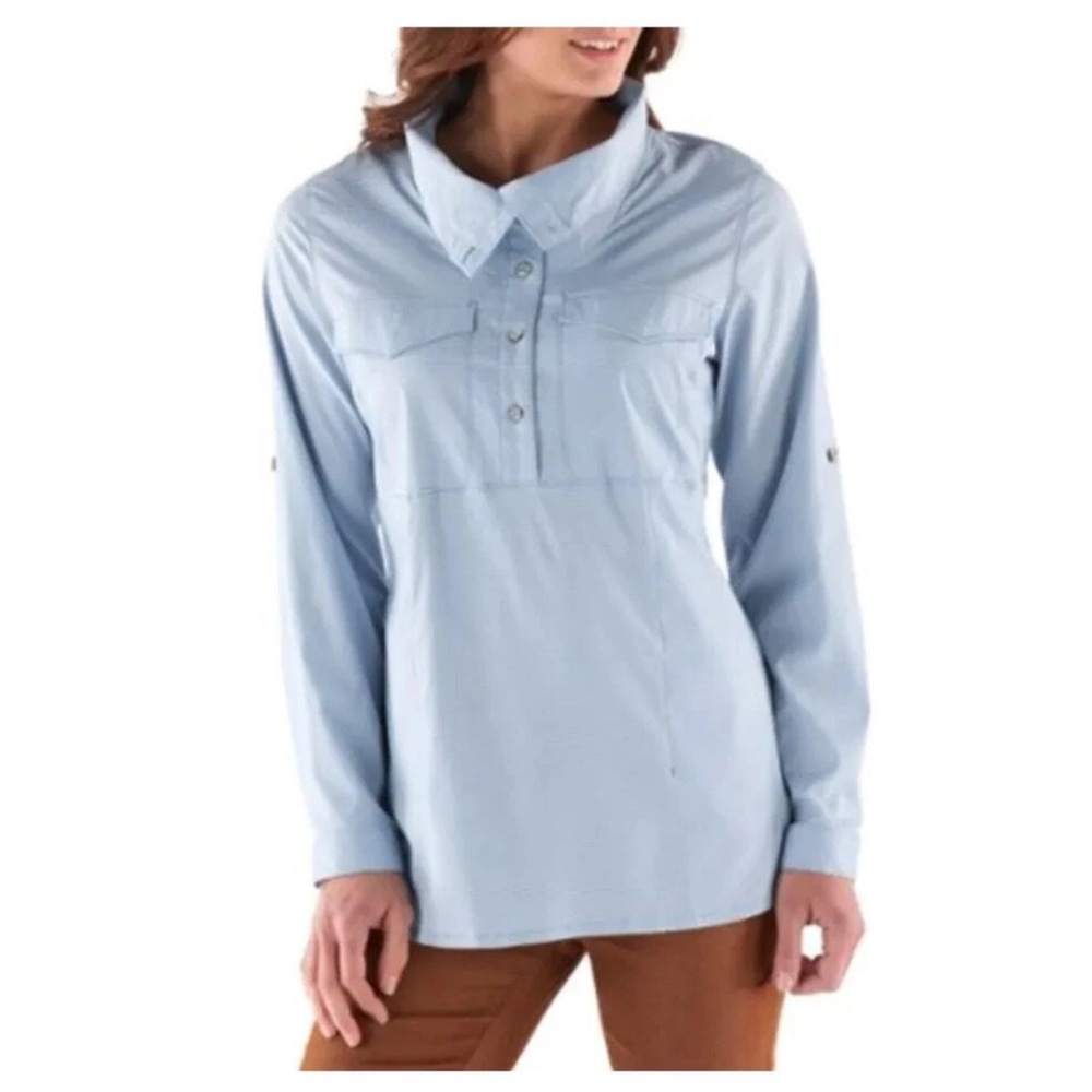 Mountain Hardware Citypass Popover Long Sleeve UPS 30 Shirt Top Travel Pockets M